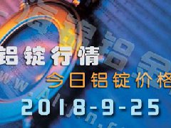 铝锭行情2018：9月25日铝锭价格,各地今日铝价